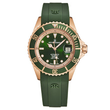 Load image into Gallery viewer, Revue Thommen Men&#39;s &#39;Diver&#39; Green Dial Green Rubber Strap Swiss Automatic Watch 17571.2364
