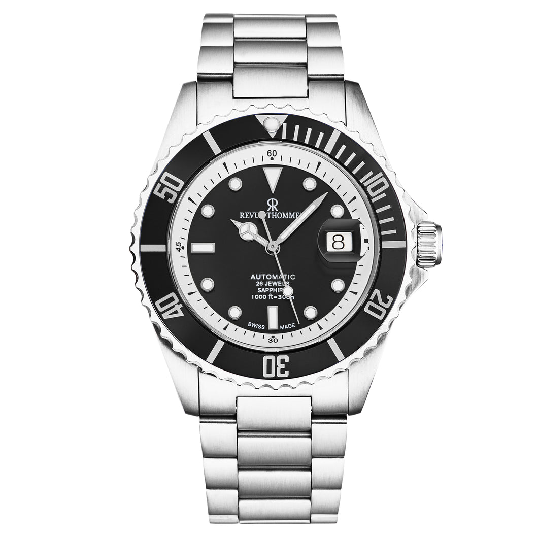 Revue Thommen Men's 'Diver' Black Dial Stainless Steel Bracelet Swiss Automatic Watch 17571.2437