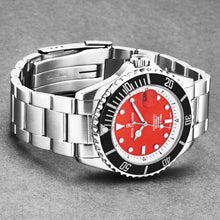 Load image into Gallery viewer, Revue Thommen Men&#39;s &#39;Diver&#39; Red Dial Stainless Steel Bracelet Swiss Automatic Watch 17571.2438
