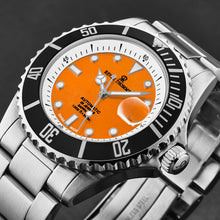 Load image into Gallery viewer, Revue Thommen Men&#39;s &#39;Diver&#39; Orange Dial Stainless Steel Bracelet Swiss Automatic Watch 17571.2439

