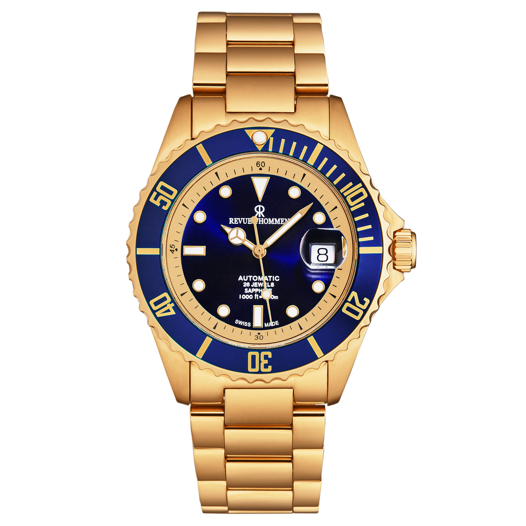 Revue Thommen Men's 'Diver' Blue Dial Stainless Steel Bracelet Swiss Automatic Watch 17571.2465