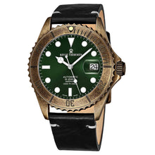 Load image into Gallery viewer, Revue Thommen 17571.2583 &#39;Diver&#39; Green Dial Black Leather Strap Date Automatic Watch
