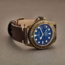 Load image into Gallery viewer, Revue Thommen 17571.2585 &#39;Diver&#39; Blue Dial Brown Leather Strap Gunmetal Automatic Watch
