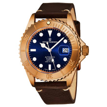 Load image into Gallery viewer, Revue Thommen Men&#39;s 17571.2595 &#39;Diver&#39; Blue Dial Brown Leather Strap Bronze/Steel Automatic Watch
