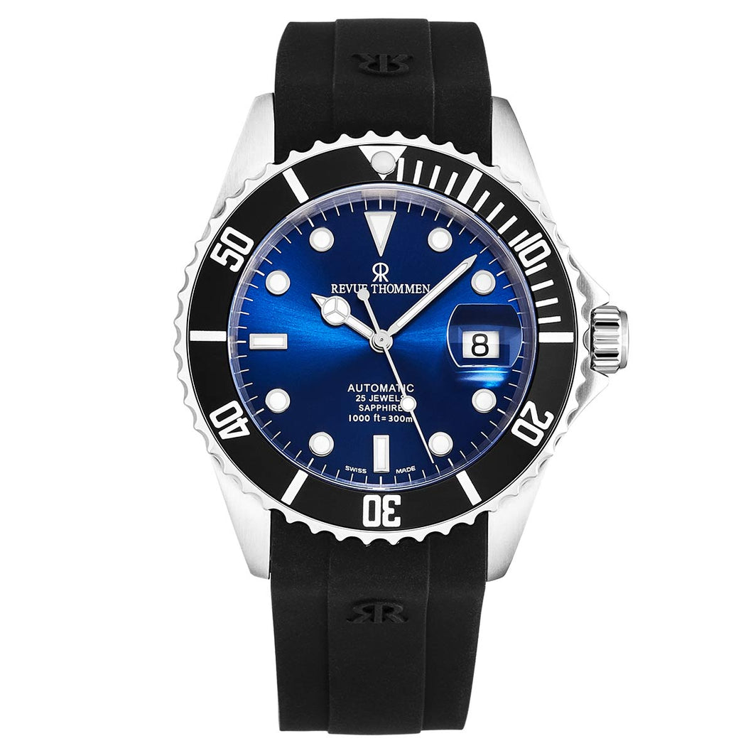 Revue Thommen Men's 'Diver' Blue Dial Rubber Strap Swiss Automatic Watch  17571.2823