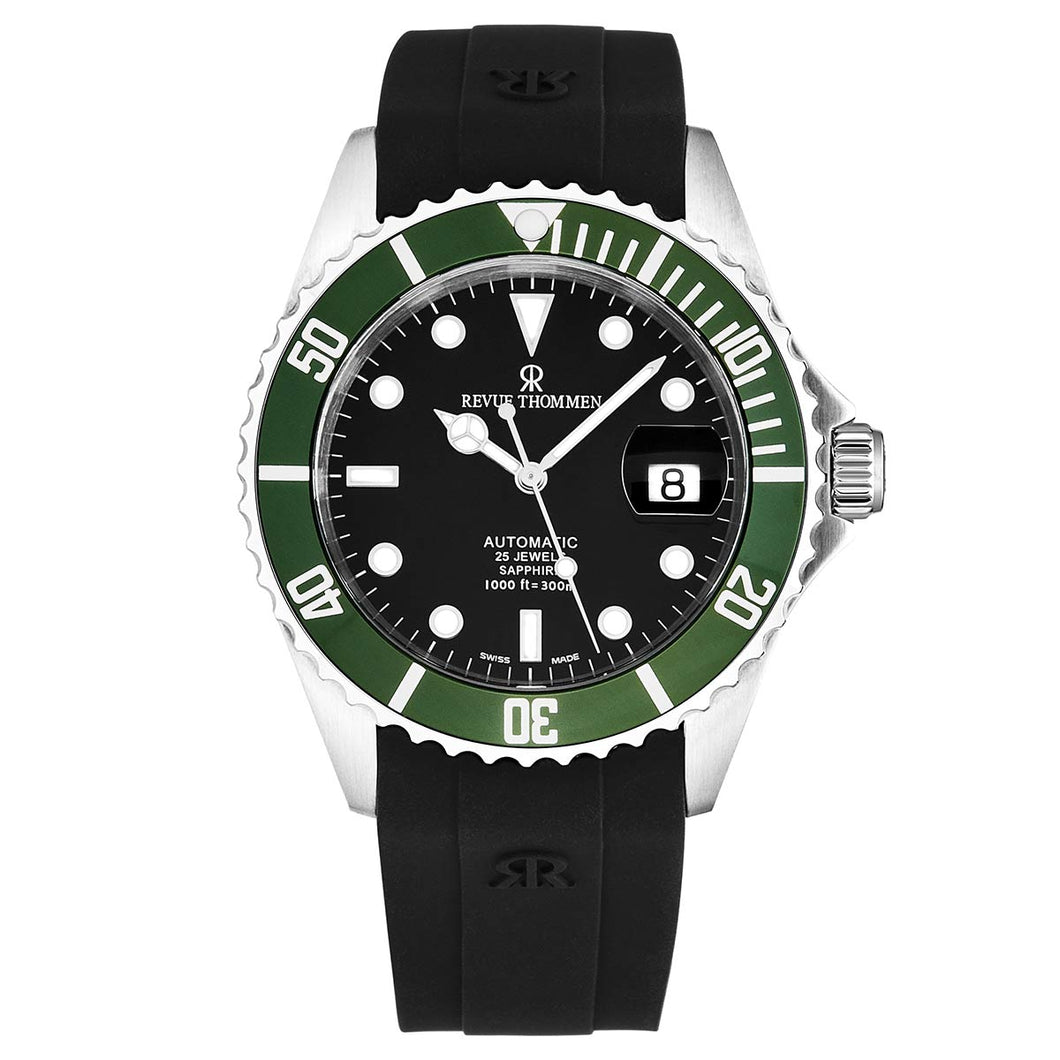 Revue Thommen Men's 'Diver' Black Dial Rubber Strap Swiss Automatic Watch  17571.2834
