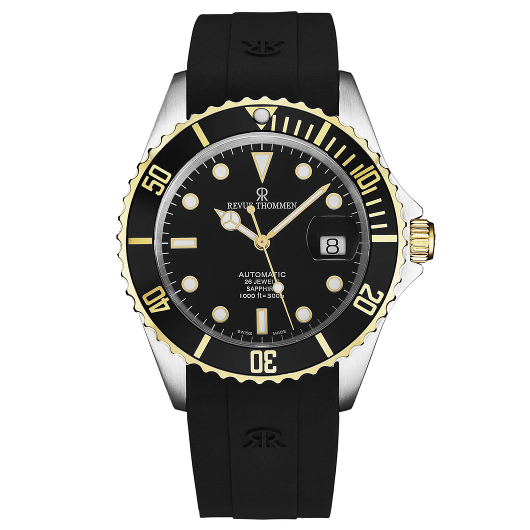 Revue Thommen Men's 'Diver' Black Dial Black Rubber Strap Swiss Automatic Watch  17571.2847