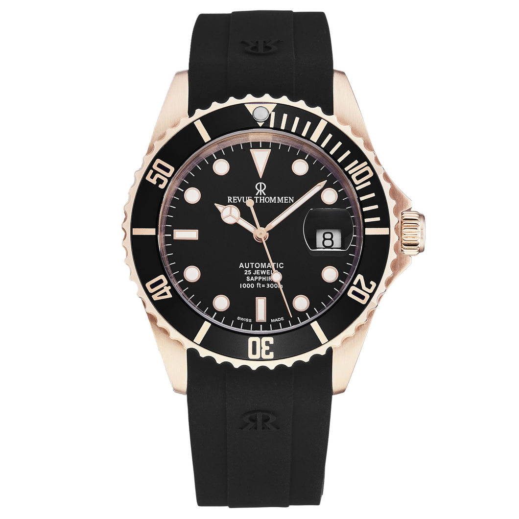 Revue Thommen Men's 'Diver' Black Dial Black Rubber Strap Swiss Automatic Watch  17571.2867