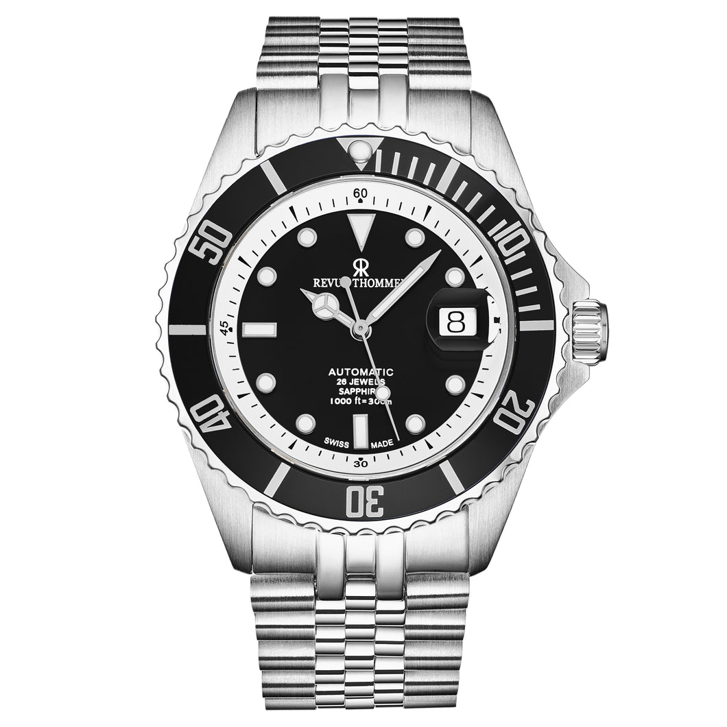 Revue Thommen Men's 'Diver' Black Dial Stainless Steel Bracelet Swiss Automatic Watch 17571.2937