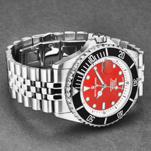 Load image into Gallery viewer, Revue Thommen Men&#39;s &#39;Diver&#39; Red Dial Stainless Steel Bracelet Swiss Automatic Watch 17571.2938
