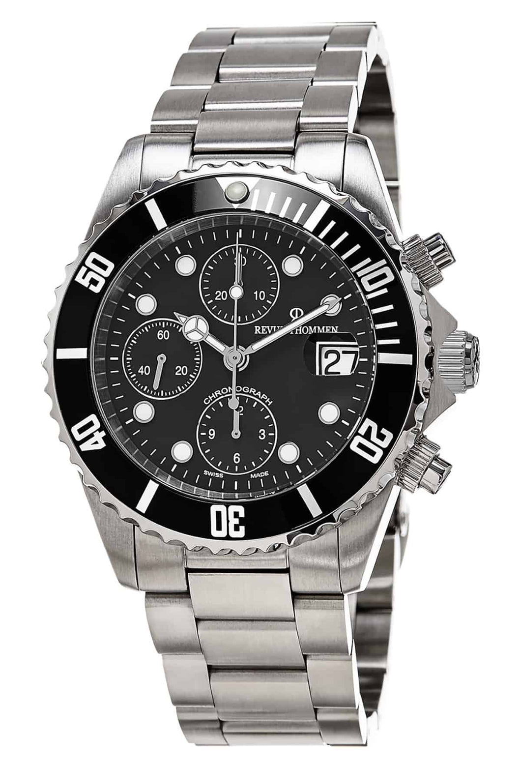 Revue Thommen Men's 17571.6137 'Diver' Black Dial Stainless Steel Chronograph Swiss Automatic Watch