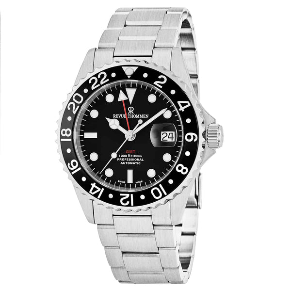 Revue Thommen Men s 17572.2137 Diver Black Dial Stainless Steel GMT