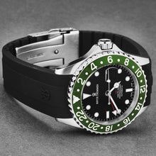 Load image into Gallery viewer, Revue Thommen Men&#39;s &#39;Diver&#39; Black Dial Green Bezel Black Rubber Strap GMT Professional Automatic Watch 17572.2834
