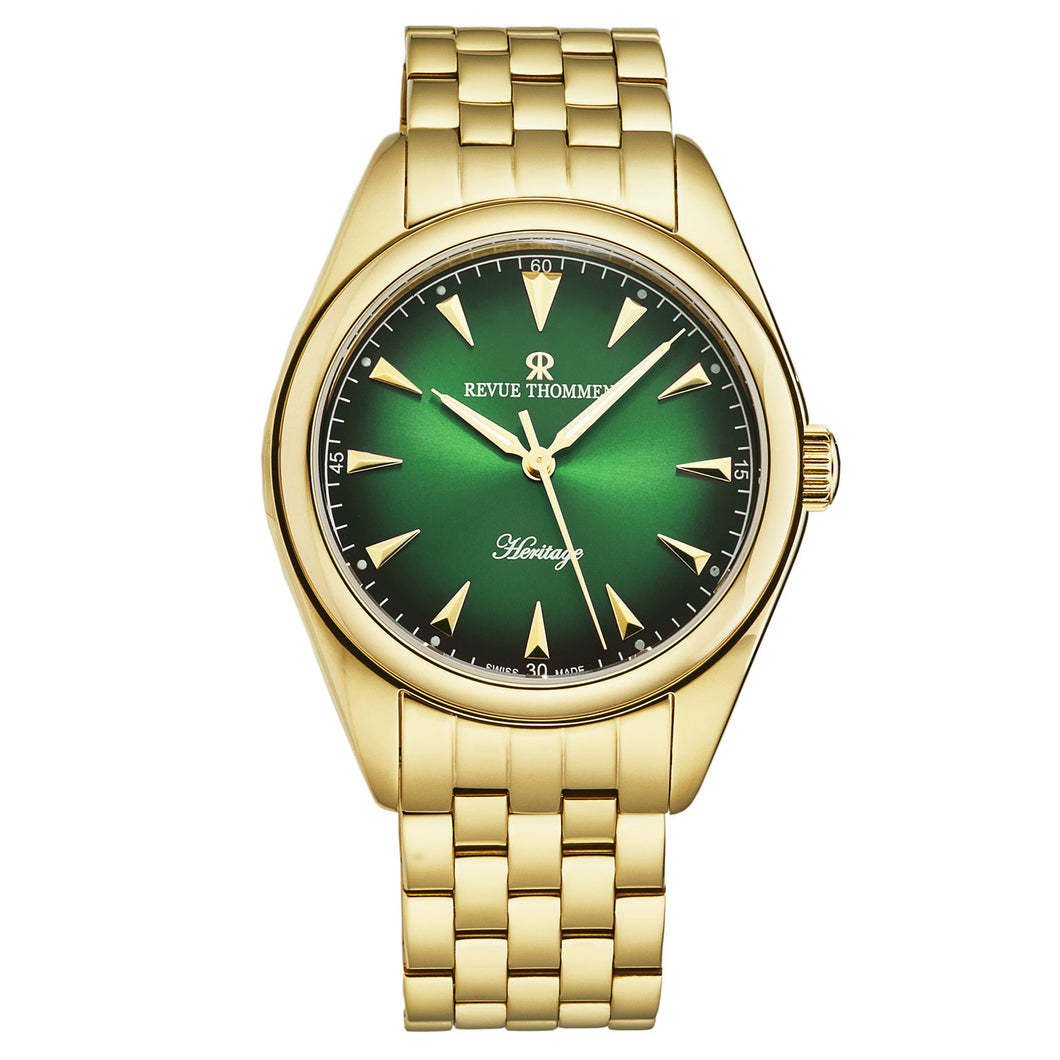 Revue Thommen Men's 'Heritage' Green Dial Stainless Steel Bracelet Automatic Watch 21010.2114