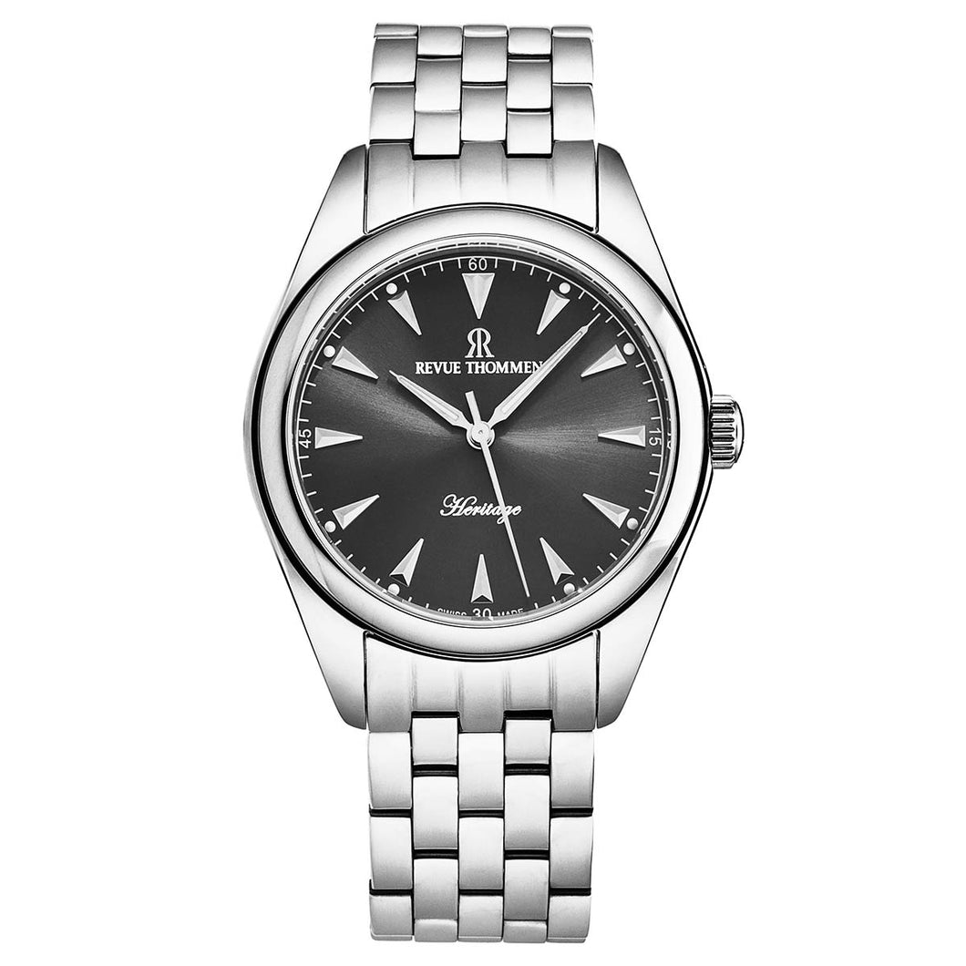 Revue Thommen Men's 'Heritage' Grey Dial Stainless Steel Bracelet Automatic Watch 21010.2122