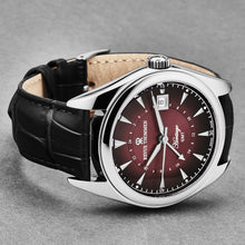 Load image into Gallery viewer, Revue Thommen Men&#39;s &#39;Heritage&#39; GMT Purple Dial Black Leather Strap Swiss Automatic Watch 21010.2436
