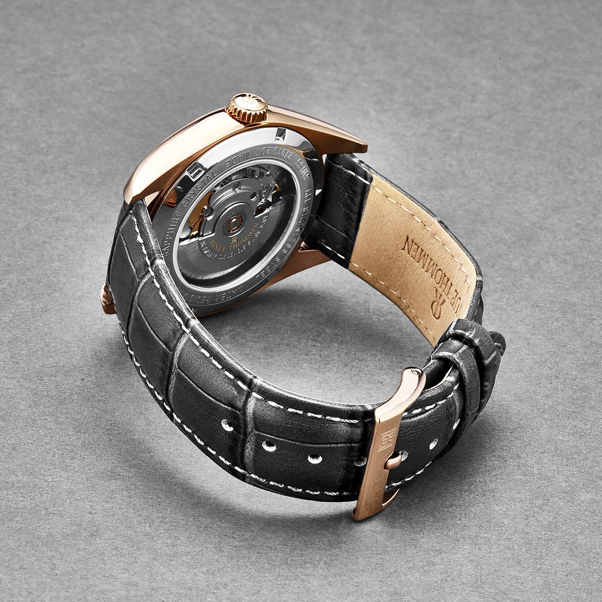 Revue Thommen Men's 'Heritage' Grey Dial Grey Leather Strap
